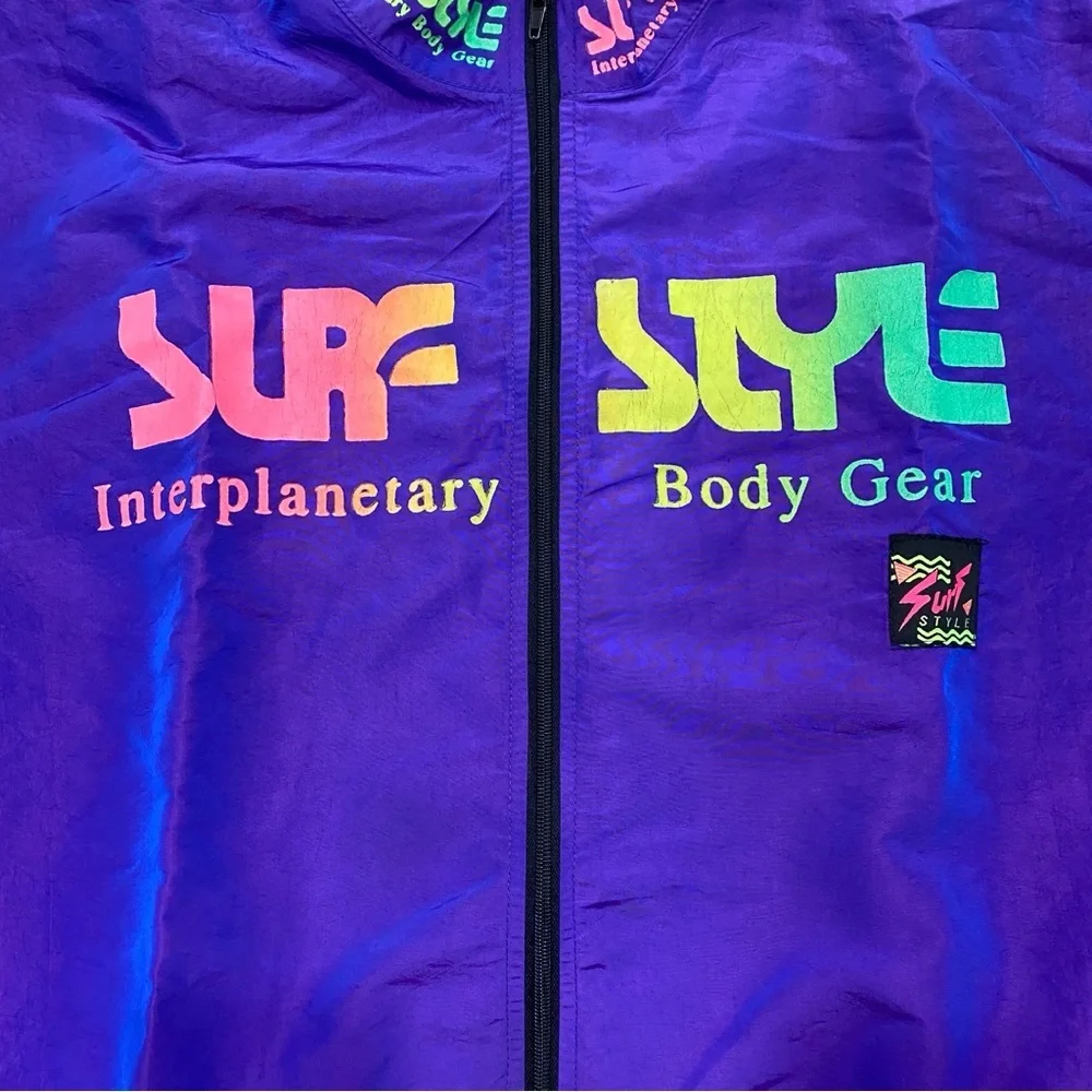 VTG! 90S! 🌟SURF STYLE🌟 SURFER ZIP UP WINDBREAKER JACKET PURPLE ONE SIZE